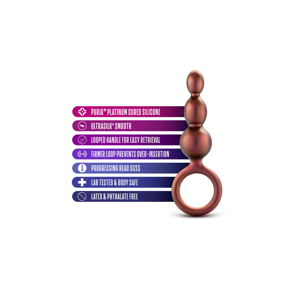 Blush Novelties beaded loop butt plug in a matrix pattern for anal play.