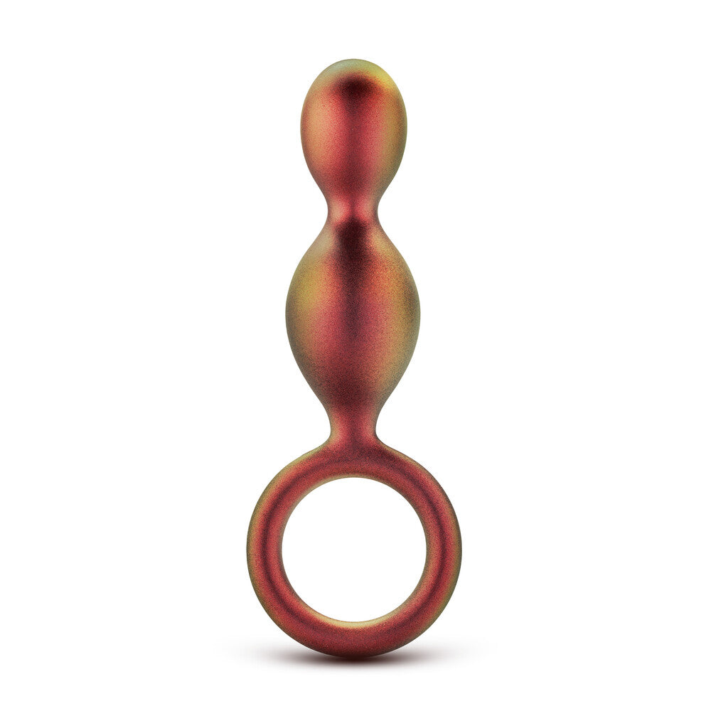 Two linked blush novelties butt plugs, designed for anal play, with a smooth finish.