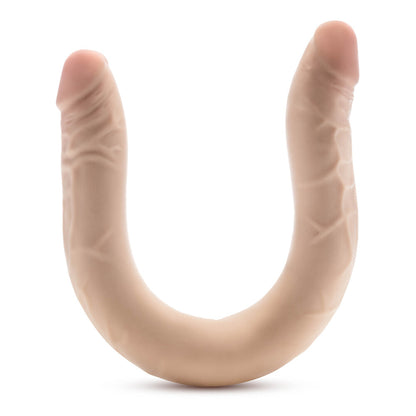 Blush Novelties double-ended dildo, 16.5 inches, flesh-toned silicone with a smooth finish, posable for versatility.