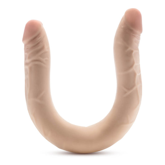 Blush Novelties double-ended dildo, 16.5 inches, flesh-toned silicone with a smooth finish, posable for versatility.
