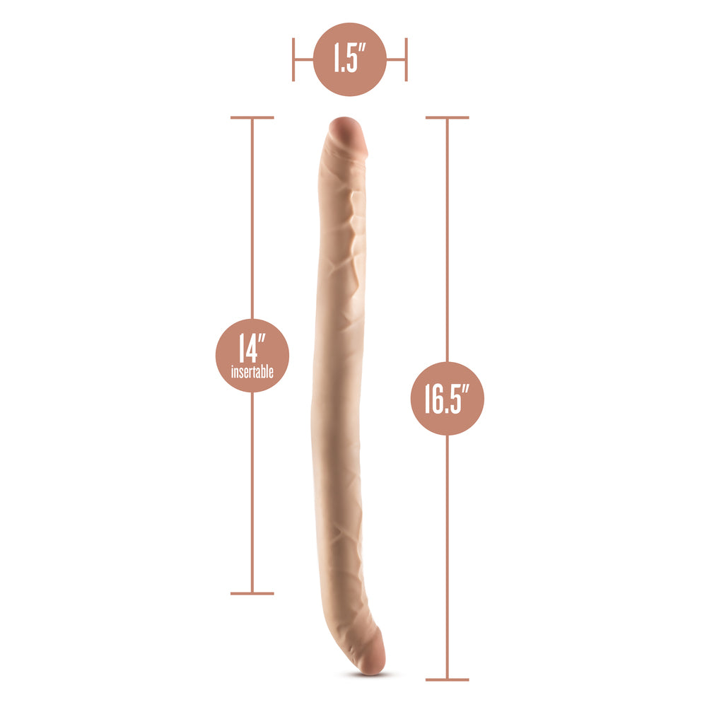 Blush Novelties' posable double dong in skin tone colour, sixteen and a half inches.