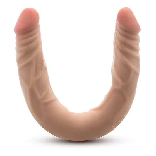 Blush Novelties double-ended dildo, 14 inches long, flesh-toned silicone with a posable design.
