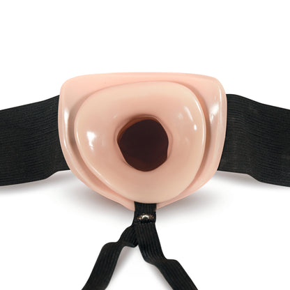 vanilla-coloured, six-inch hollow strap-on dildo from blush novelties, designed for comfortable and versatile play.