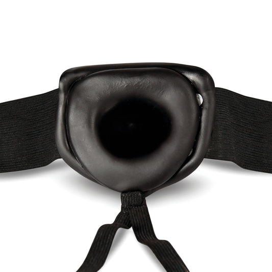 Blush Novelties black hollow strap-on dildo, six inches, for pleasurable intimate adventures.