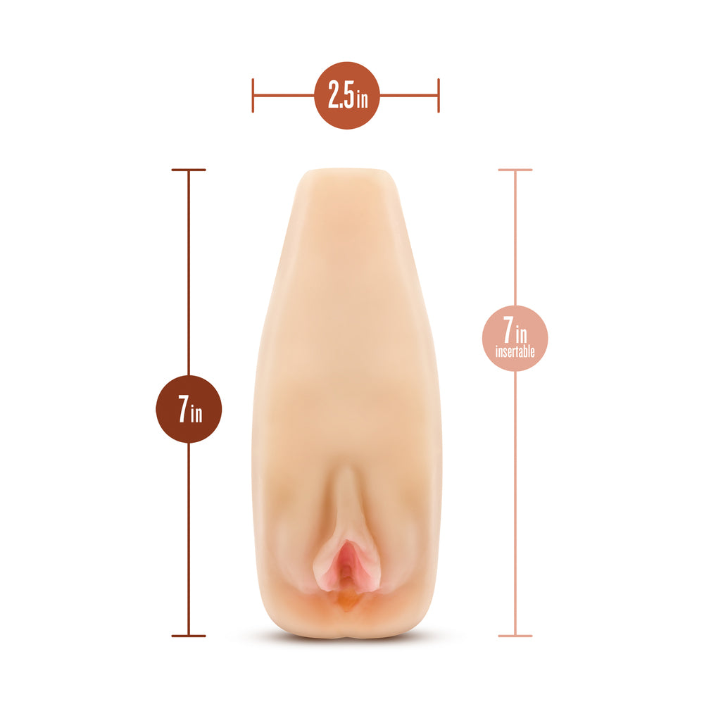 Blush Novelties Natasha masturbator: soft, flesh-toned, self-lubricating pleasure toy with a textured opening.