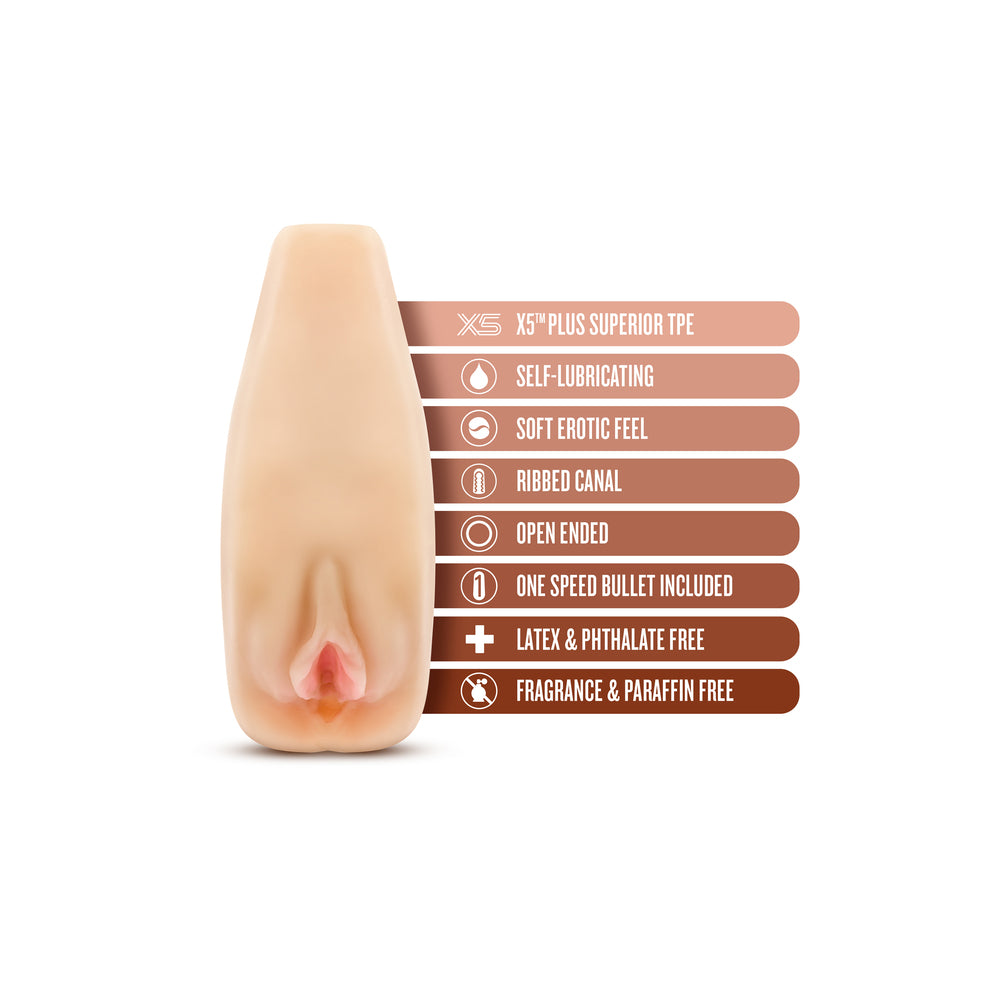 Blush Novelties natasha masturbator, flesh-toned, soft and wet feel, with a textured interior.