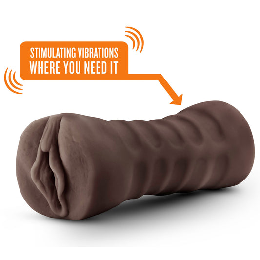 blush novelties alexis vibrating vagina masturbator, hot chocolate colour, for intimate pleasure