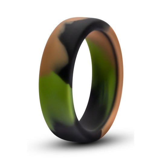Performance cock ring in a green camouflage pattern, designed for love play.