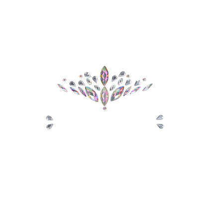 close-up of an opal face gem, a dazzling crowned design, for body jewellery.