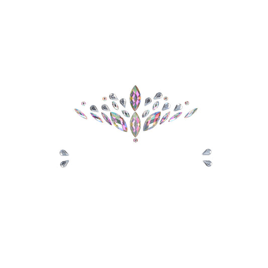 close-up of an opal face gem, a dazzling crowned design, for body jewellery.
