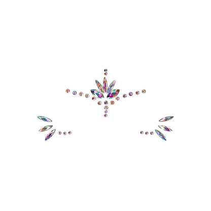 close-up of sparkly opal eye gem stickers, part of our body jewellery range