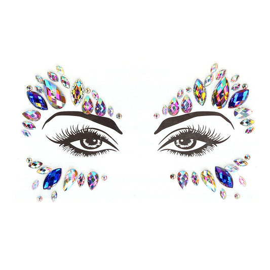 Close-up of the Le Desir eye sparkle bling sticker in opal finish body jewellery