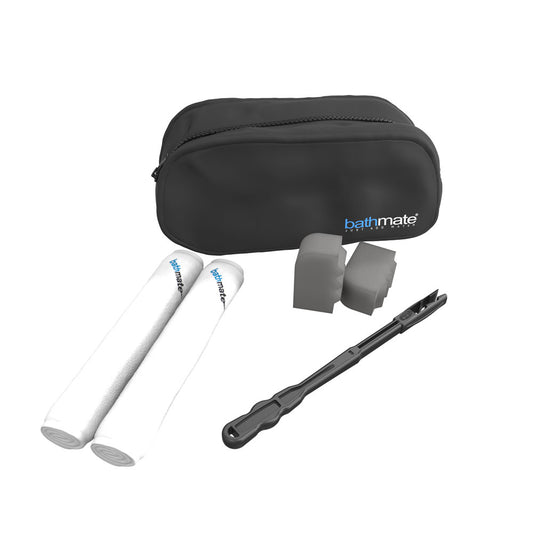 bathmate cleaning kit for personal hygiene, featuring cleaning fluid and a cleaning brush