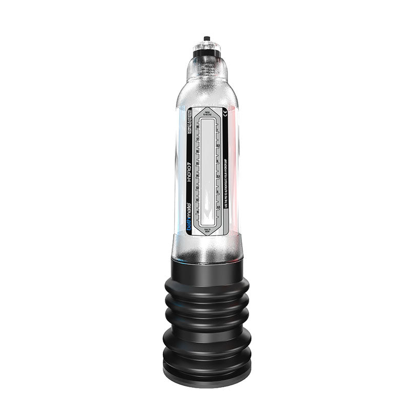 Bathmate Hydro 7 Aqua Clear penis pump, a transparent cylinder for hydrotherapy use.