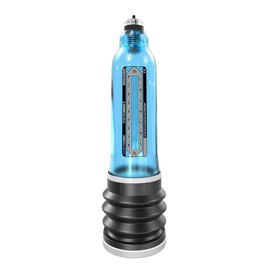 bathmate hydromax 7 aqua blue penis pump for penis development, showing the colour.
