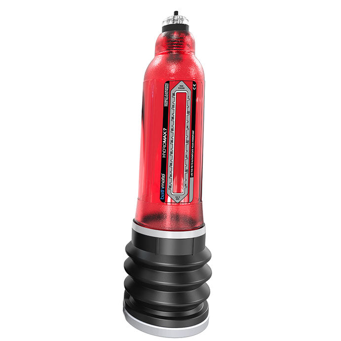 Bathmate Hydromax 7 penis pump in a striking brilliant red colour, a penis developer.