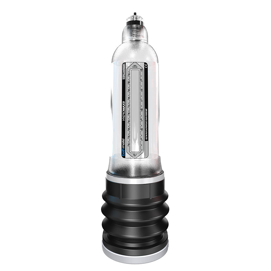 Bathmate Hydromax 9 clear penis pump showing the transparent design for underwater use.