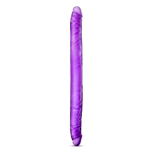Purple, 16-inch double dildo from Blush Novelties, designed for dual stimulation play.