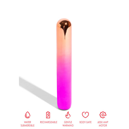 Silver aluminium rumba warming vibe for sensual exploration, a standard vibrator by nu senseuelle.