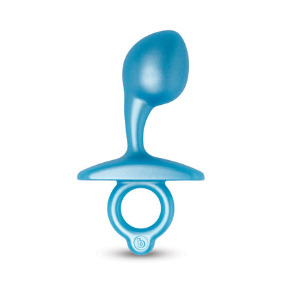 B-Vibe bulb plug, a smooth, rounded butt plug made of body-safe material, in a silver colour.