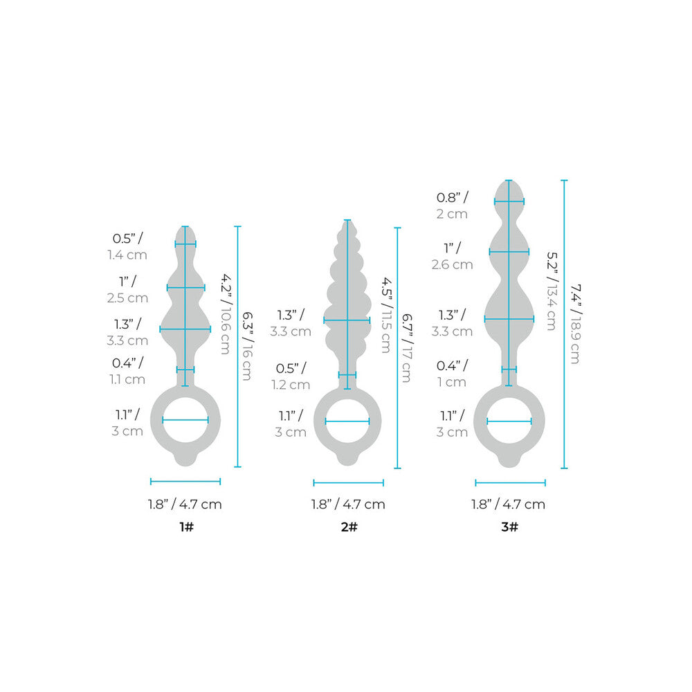 B-Vibe beaded butties bundle: four graduated anal probes with a smooth finish.
