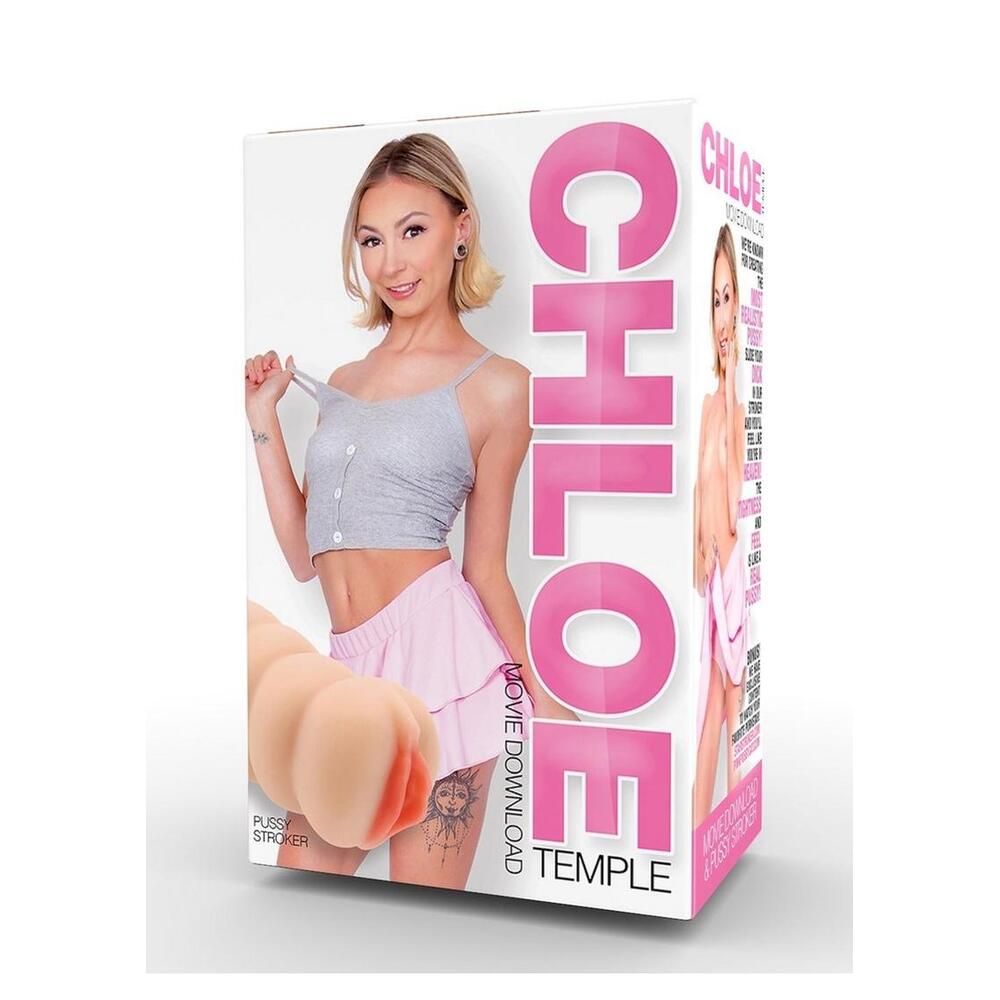 Chloe Temple pussy stroker masturbator with 3D star design, Cousins Group, flesh-toned silicone.