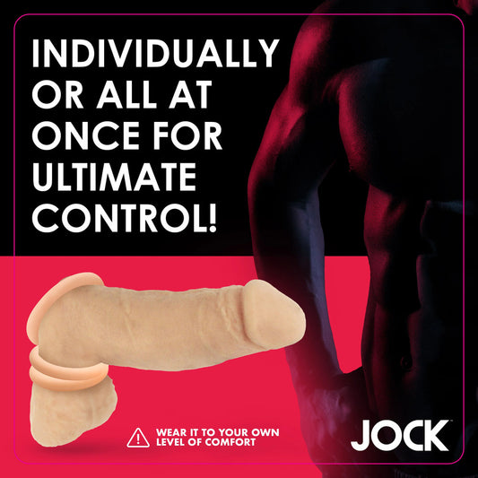 A set of clear, discreet silicone cock rings, designed to enhance pleasure and intimacy.