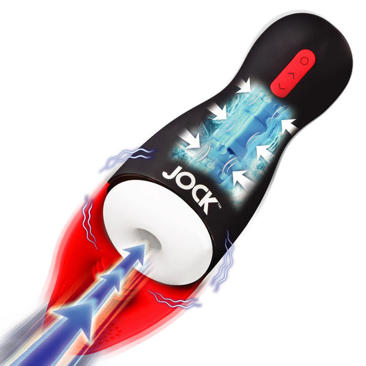 Vibrating masturbator for fellatio with textured sleeve, various toy brands product.