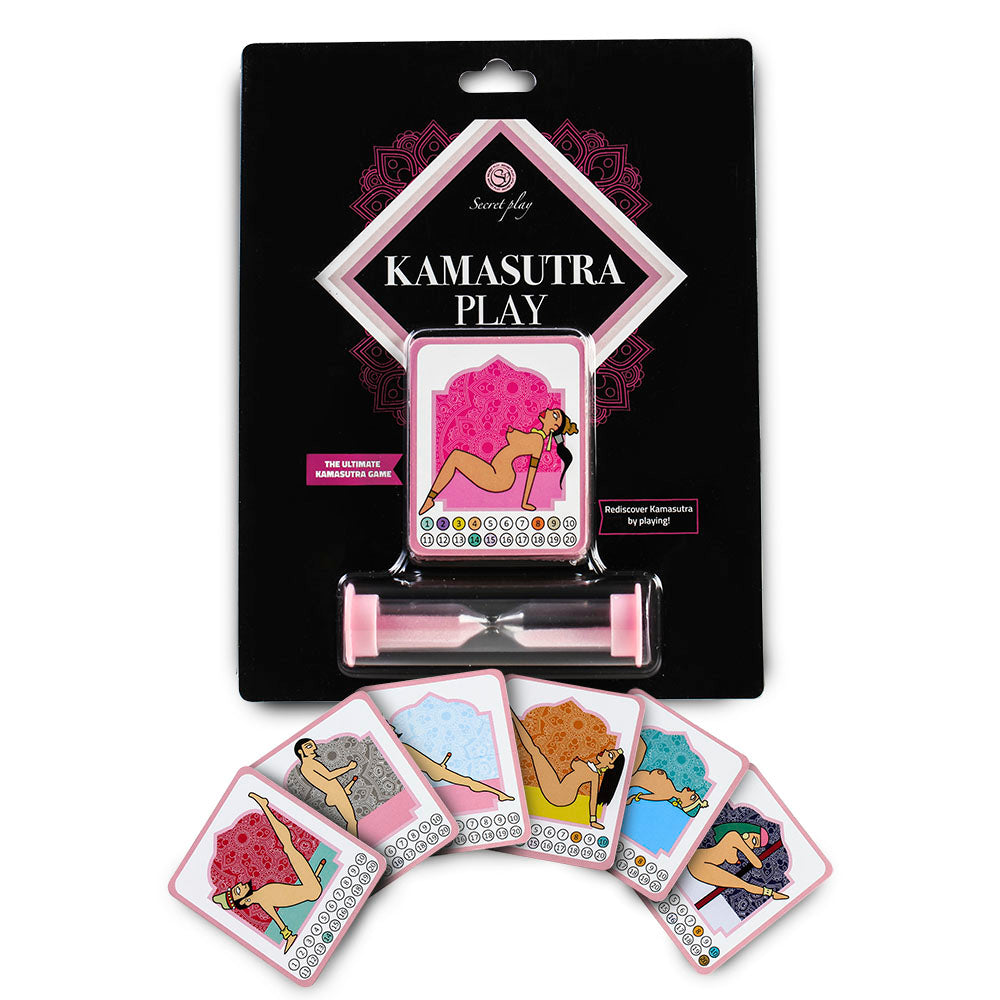 A deck of Kamasutra Play cards, a playful game with illustrations for adults.