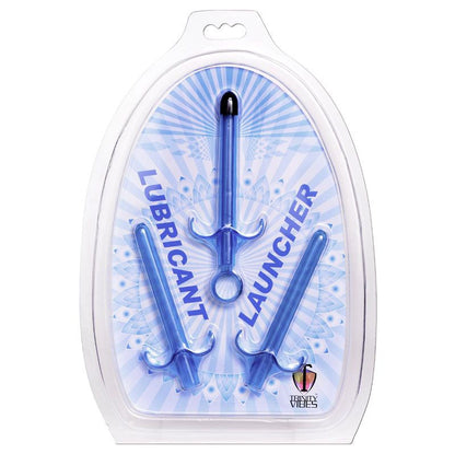 A set of three clean stream lubricant launchers in clear plastic for personal hygiene.