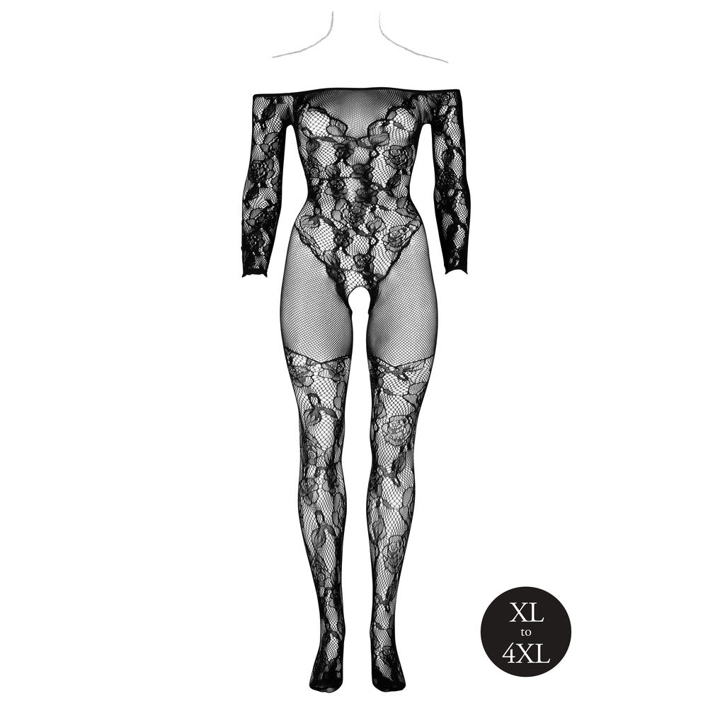 shots toys le desir bodystocking in black with off the shoulder long sleeves