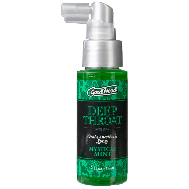 Doc Johnson good head deep throat spray in a mint flavour bottle.