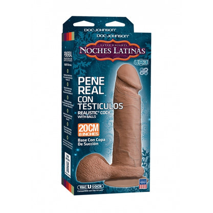 doc johnson noches latinas ur3 realistic dildo, 8 inch, in a fleshy tone.