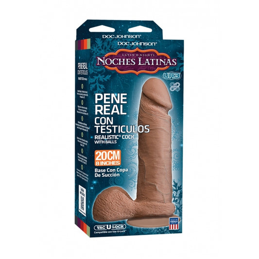 doc johnson noches latinas ur3 realistic dildo, 8 inch, in a fleshy tone.