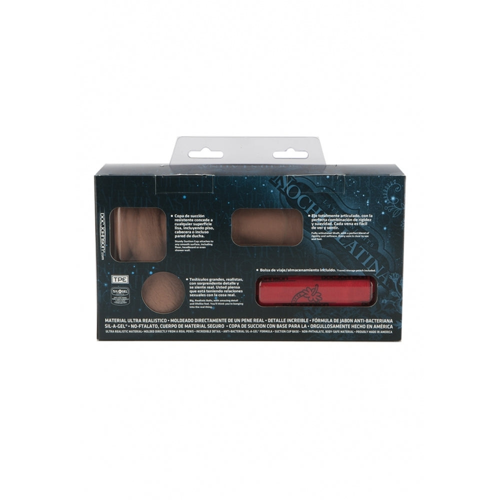 Doc Johnson noches latinas realistic dildo, 8 inches, lifelike skin tone silicone.