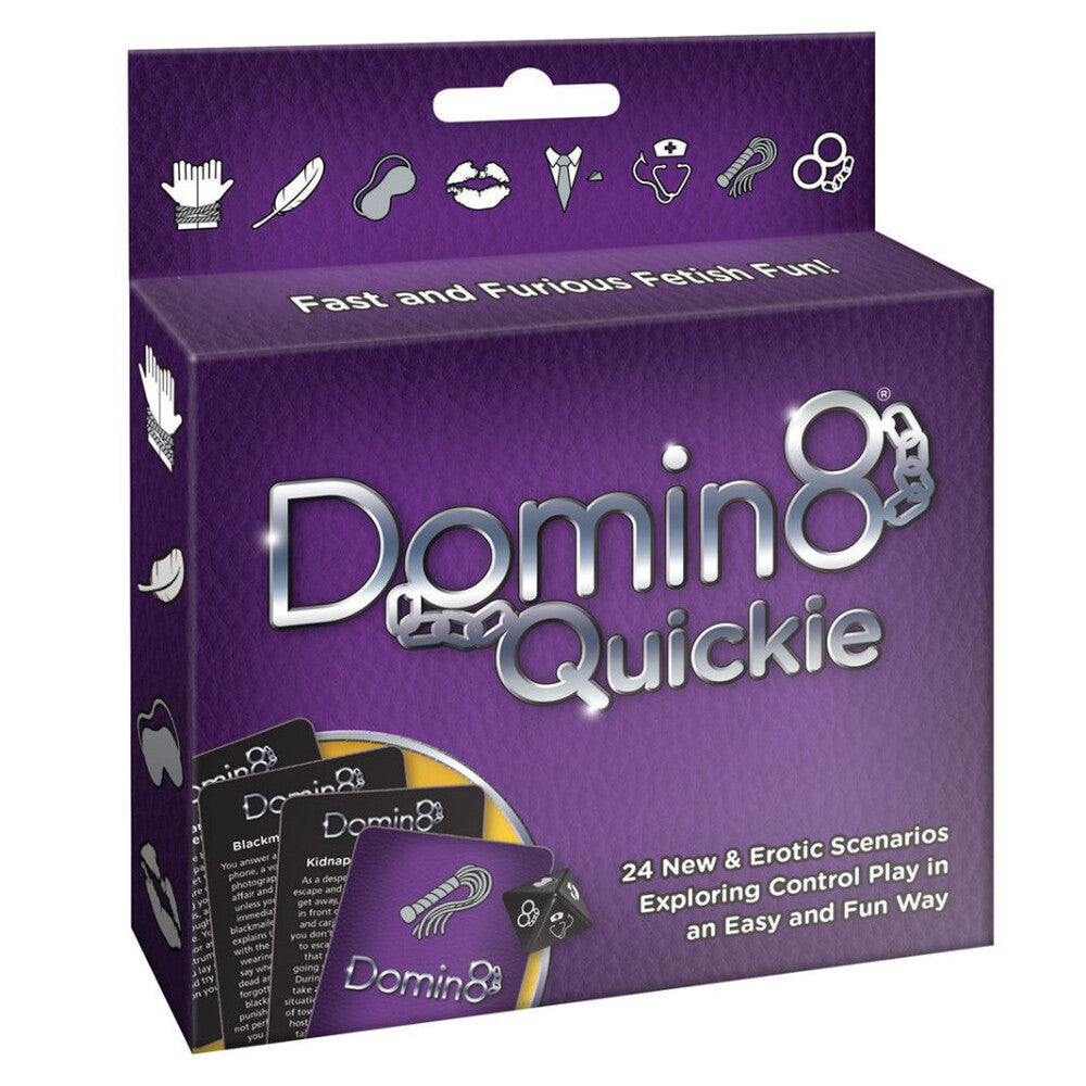 Box for domin8 quickie card game by creative conceptions, perfect for family fun.