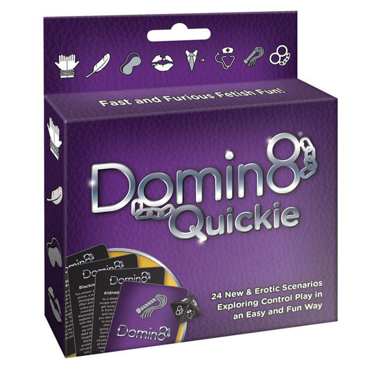 Box for domin8 quickie card game by creative conceptions, perfect for family fun.
