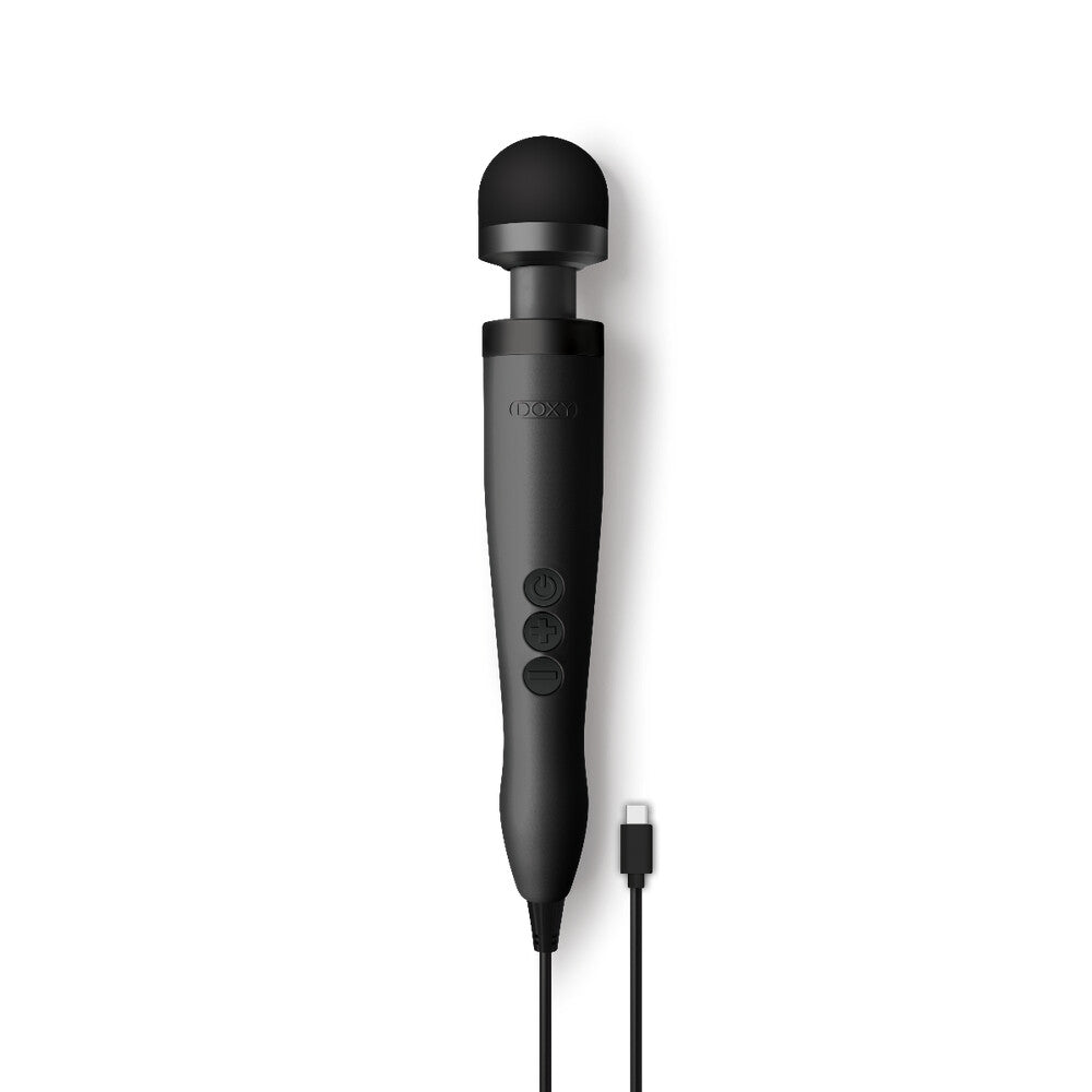 Black usb-powered doxy wand massager, a sleek and modern personal wellness device