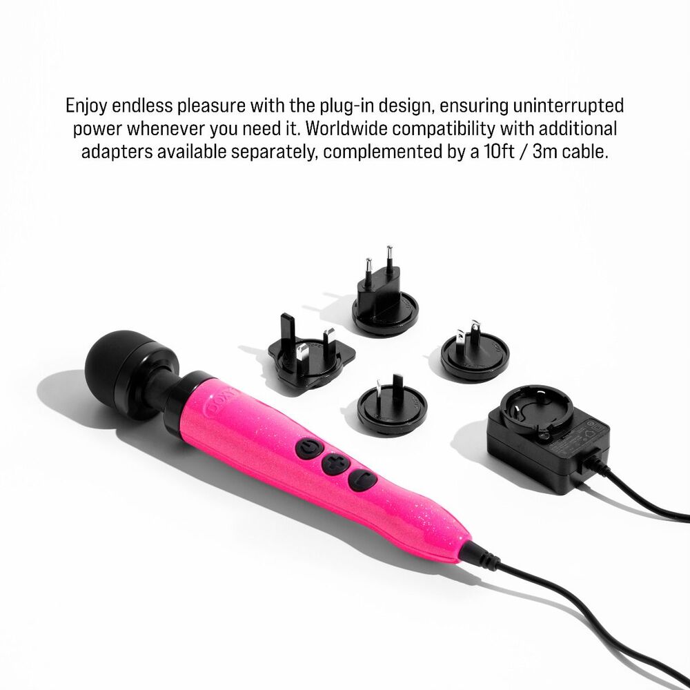 Doxy Die Cast Wand Massager in hot pink, a powerful vibrator for targeted pleasure.
