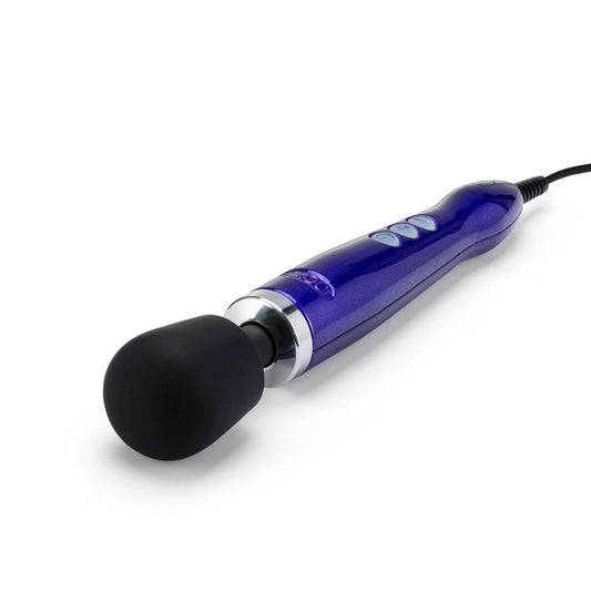 Purple doxy die cast wand massager with a uk plug, metal finish.