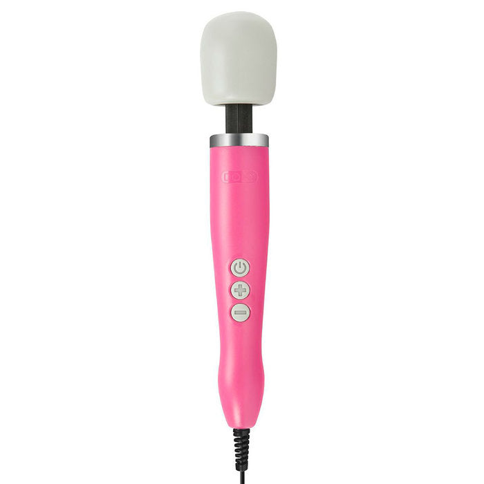 Close-up of a pink Doxy Wand Massager, a smooth and powerful personal massage device.