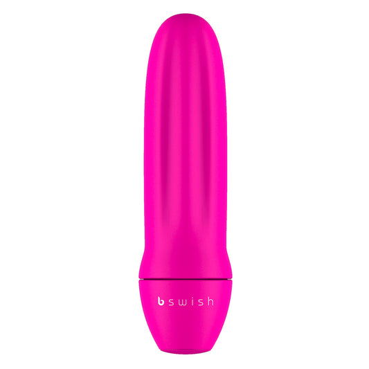 Close-up of a sleek, pocket-sized bswish Bmine mini vibrator. Smooth, ergonomic design for discreet pleasure.