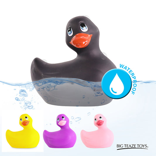 The 'i rub my duckie 2.0' black vibrator massager, a smooth and contoured personal pleasure toy.
