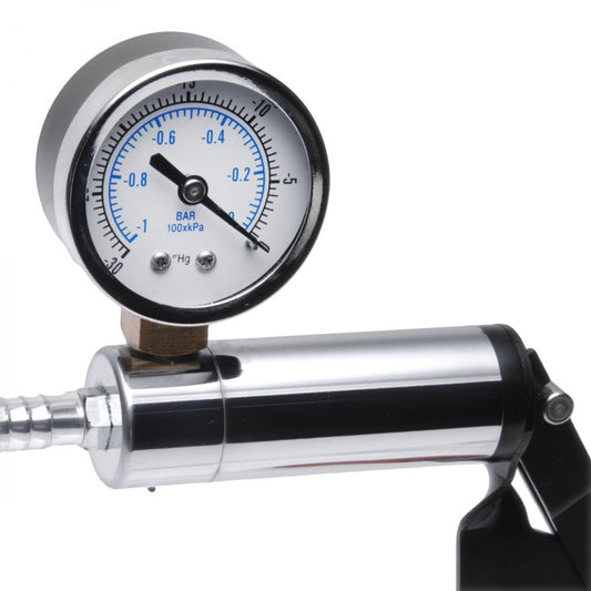 Size Matters steel hand pump for penis enlargement, a deluxe kit with attachments.