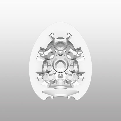 Tenga crater egg masturbator with a textured grey interior, designed for male pleasure.