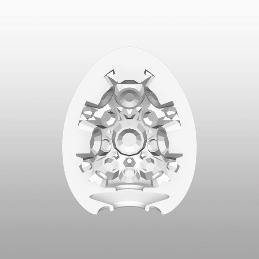 Tenga crater egg masturbator with a textured grey interior, designed for male pleasure.