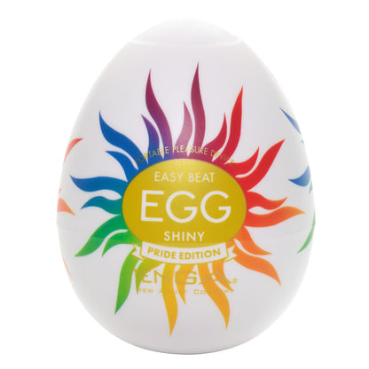 Tenga shiny pride edition egg masturbator, rainbow colours, tactile and flexible material.