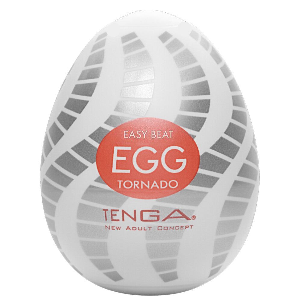 Textured tenga tornado egg masturbator for solo pleasure, designed to be disposable.