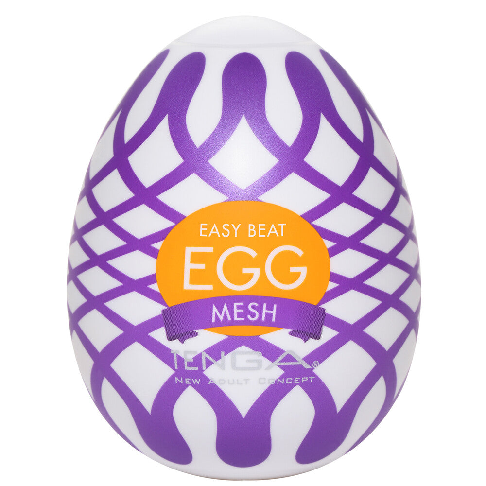 Tenga mesh egg masturbator, showing the flexible, textured material in a close-up shot.