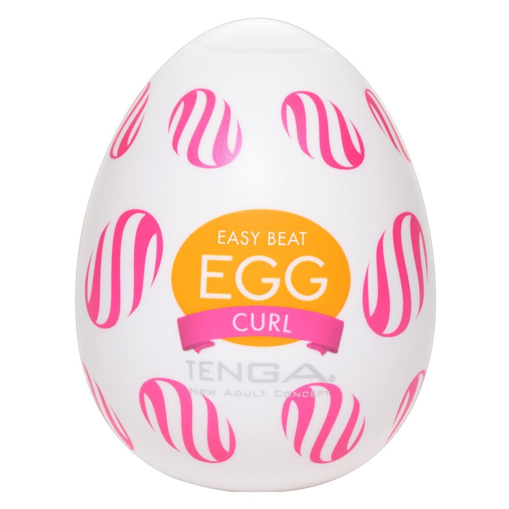 Tenga curl egg masturbator in a textured, slightly translucent design, part of the tenga egg range.